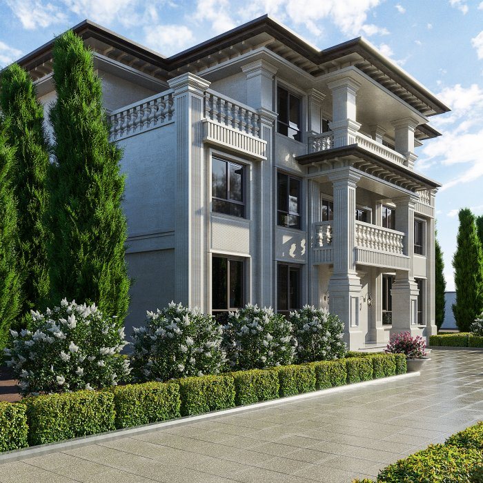 Villa design detail — Aomori-style villa (Neoclassical style, 543 m², 2024), shot 2 of 3