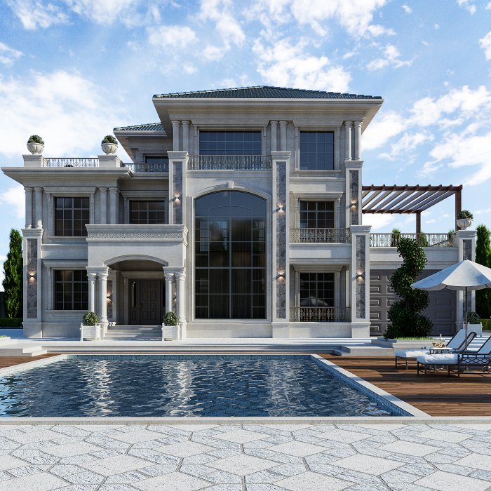 Monaco project — Neoclassical villa design, 586 m², 2024