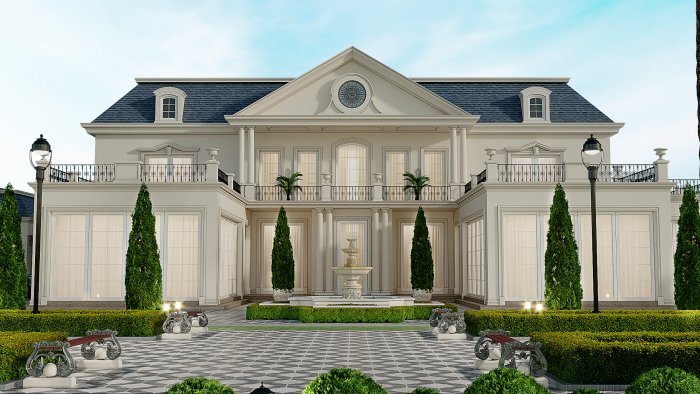 Villa design detail — Bakikhanov project (Neoclassical style, 475 m², 2024), shot 2 of 6