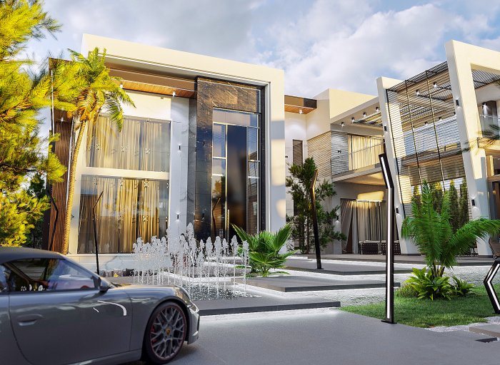 Деталь: проект виллы — LUXURY MODERN (стиль неоклассика, 411 м², 2024 г.), кадр 2 из 7