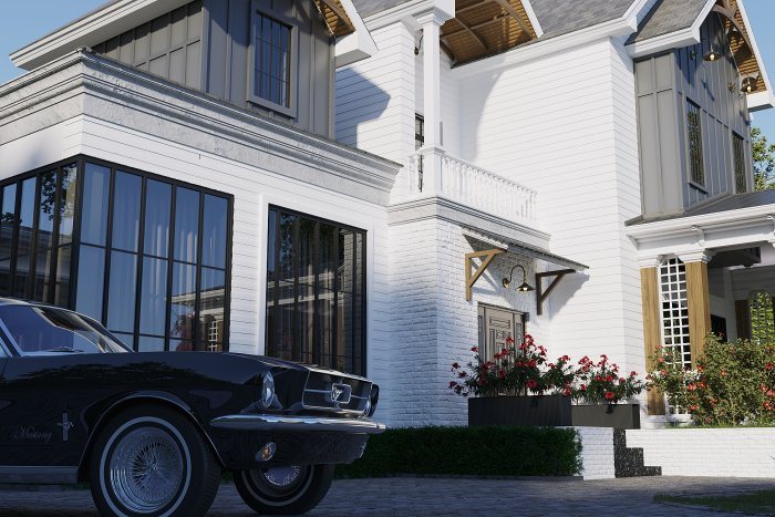 Rustic villa project — Neoclassical villa design, 372 m², 2024