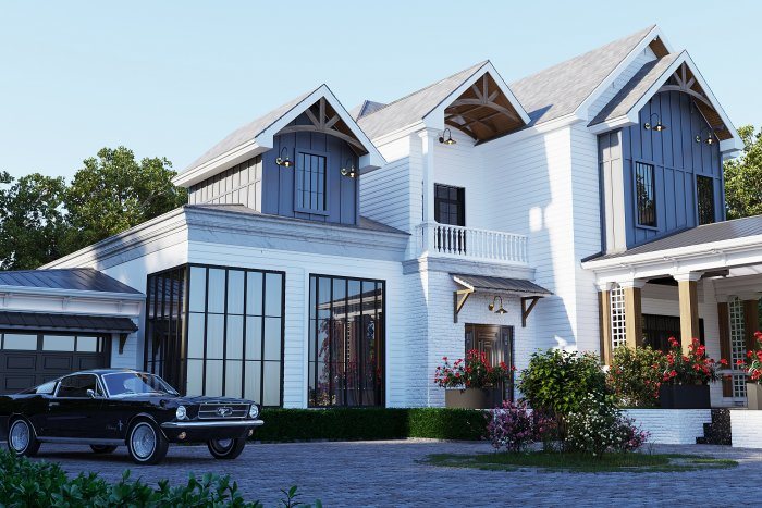 Fronton damlı ağ villa və sütunlu giriş eyvanı — Birmərtəbəli, yoxsa ikimərtəbəli ev: müqayisə