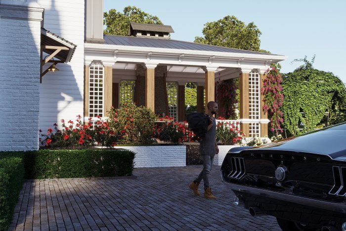 Rustic villa project, Neoclassical style, 372 m², 2024: layout solutions of the villa design, shot 5 of 6