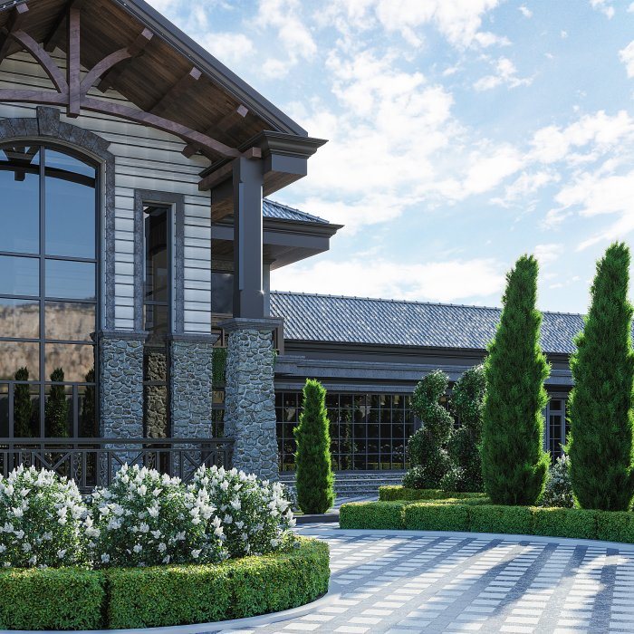 Villa design detail — Barn-house style villa project (Neoclassical style, 438 m², 2024), shot 2 of 6