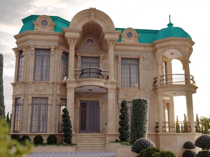 Classic villa with a sand-coloured stone facade and a turquoise roof — How to Write a Design Brief for Your Architect