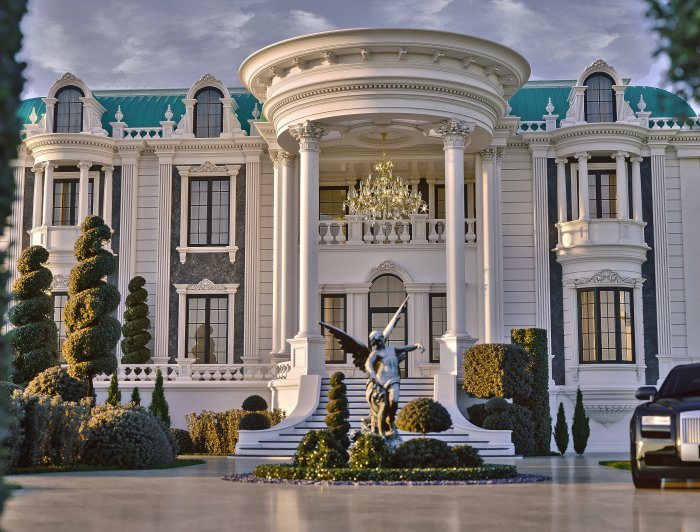 Tiffany House project — Neoclassical villa design, 858 m², 2024