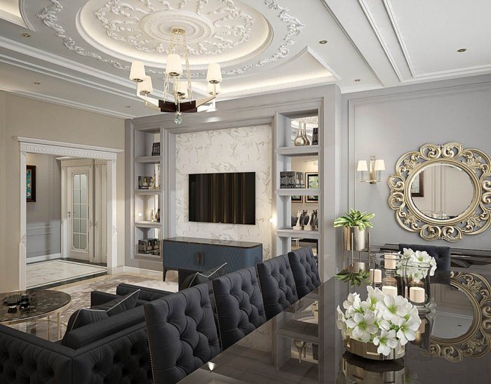Natech design, стиль неоклассика, 260 м², 2023 г.: планировочные решения, кадр 5 из 6