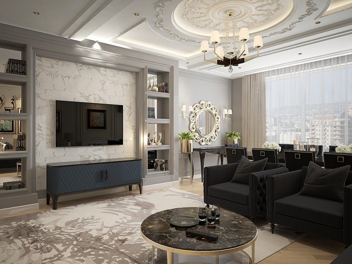 Natech design, кадр 6 из 6: интерьер квартиры, стиль неоклассика, 260 м²